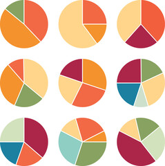 Colorful abstract pie charts demonstrating data analysis and business concepts