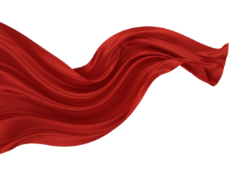 Red Flowing Fabric Silk Textile Wave Movement Dynamic Elegant Smooth