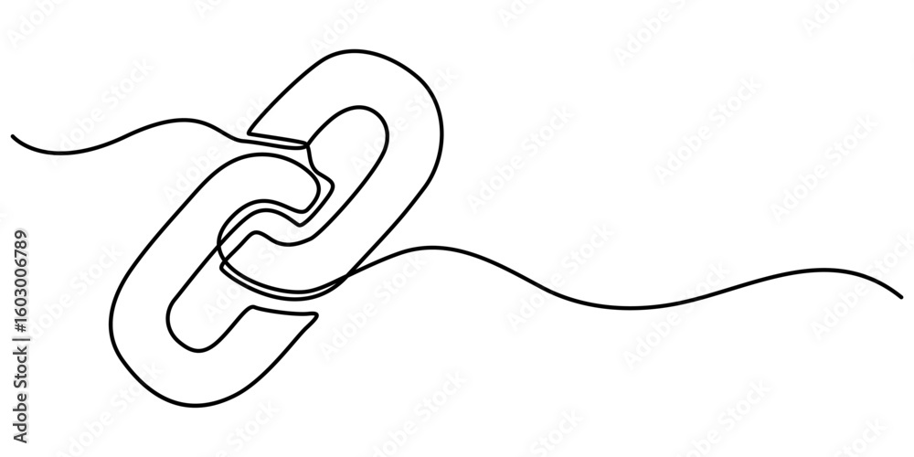 Fototapete Chain continuous one line drawing isolate outline vector illustration, Linear background of chain. One continuous line drawing of a chain. Vector illustration. Chain icon in continuous line. 