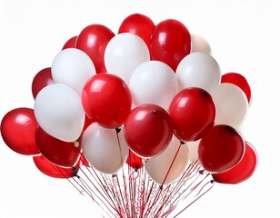cluster of red and white balloons isolated cutout on transparent