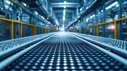 Obraz premium Automated smart factory assembly line, efficient production, future