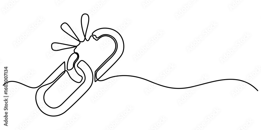 Fototapete Chain continuous one line drawing isolate outline vector illustration, Linear background of chain. One continuous line drawing of a chain. Vector illustration. Chain icon in continuous line. 