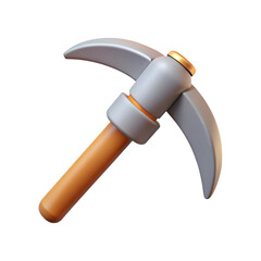 Stylized pickaxe tool isolated on transparent background