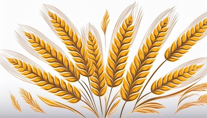 wheat branches design on isolated white background