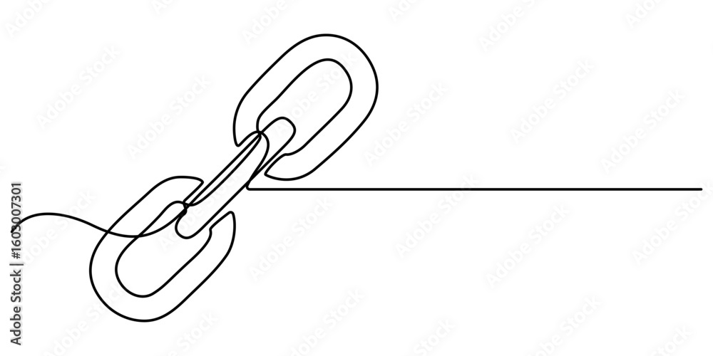 Fototapete Chain continuous one line drawing isolate outline vector illustration, Linear background of chain. One continuous line drawing of a chain. Vector illustration. Chain icon in continuous line. 
