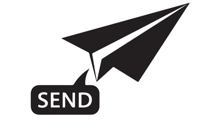 Send message vector illustration with paper airplane and speech bubble