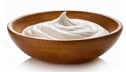 whipped cream in a bowl isolated on white background