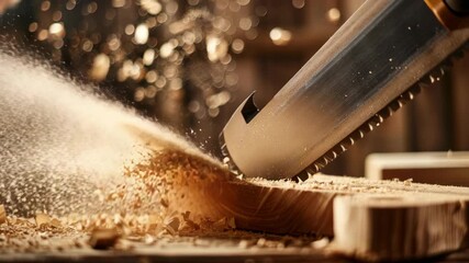 Experience skilled woodworking as tools meticulously shape and refine wood into stunning craftsmanship in a workshop