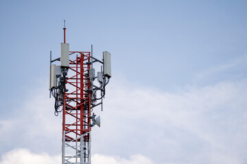 Global 5G network infrastructure, high-speed wireless communication tower.