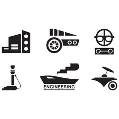 Construction business and finance vector icon set with car and travel symbols