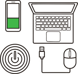 Electronic devices and accessories for digital work and communication technology laptop
