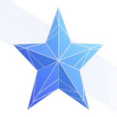 Obraz premium Low-Poly Star Icon Matte Gradient Blue PNG