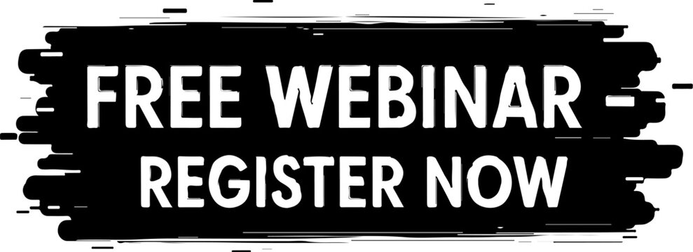 Vector art of free webinar register now announcement with a bold brush stroke background
