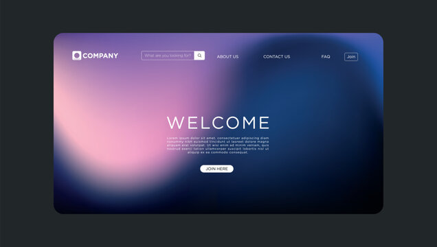 Modern website template design with welcome message in a gradient color scheme for a business