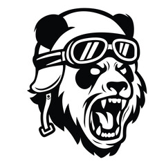 Roaring Panda Biker Head Vector Art.eps
