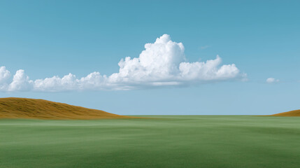 Fototapeta premium A large field of grass with a cloud in the sky