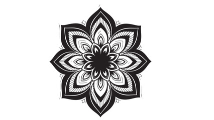 Fototapeta premium Decorative floral mandala design in black and white, vector illustration