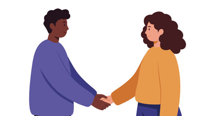 Friendly handshake between two people in a modern flat design