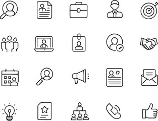 Recruitment Editable vector line Icons set	