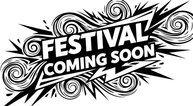 Vector art of festival coming soon announcement graphic with abstract design