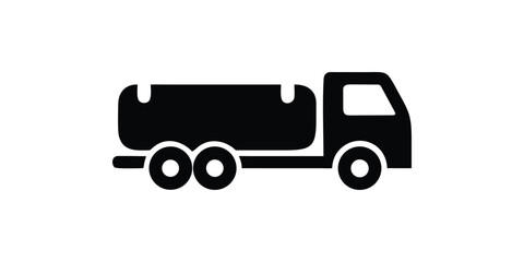 Fototapeta premium Simple Black Icon: Tanker Truck, Transportation, Logistics, Delivery, Minimalist Style, Professional, Business, Cargo, Freight, Modern Design, Vector Graphic.