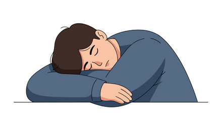 Man sleeping on desk: relaxed illustration of a tired person resting h