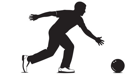 Bowling Silhouette: Vector Illustration of a Bowler Throwing a Ball