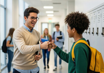 Welcome in the hallway on the first day of school.