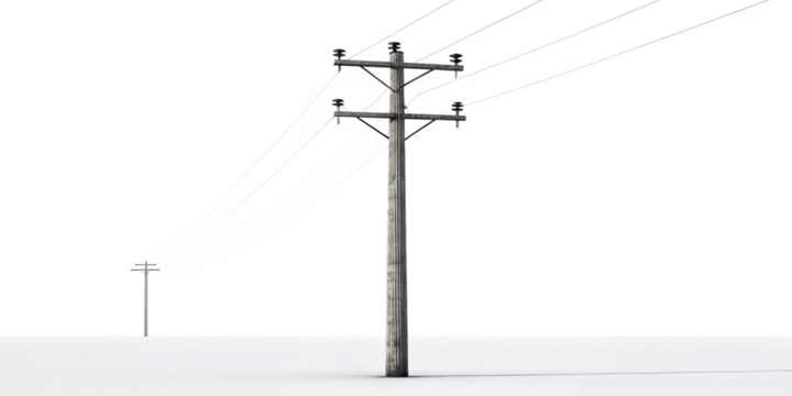 High Voltage Utility Pole Isolated on Transparent Background
Electric Power Transmission Pole Cut Out PNG for Design Use