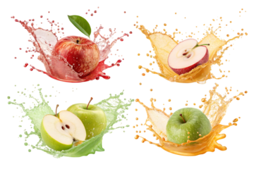 juice splash in apple fruit PNG Image