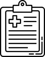 Simple line drawing of a medical chart with a cross symbol