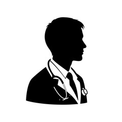 A doctors silhouette with a stethoscope represents medical expertise and healthcare
