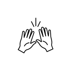 A highfive gesture is depicted with two hands on a white background