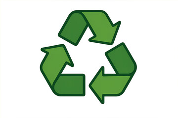 A three-arrow green recycle icon with clean beveled edges and modern shadows