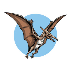 Pterodactyl Flying in the Clear Sky Illustration © Aryasakti