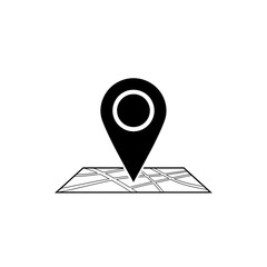 A black and white icon shows a map location pin on a grid
