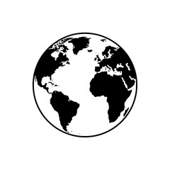Fototapeta premium A black and white globe shows the continents of earth