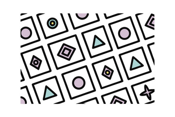 Seamless pattern abstract hand drawn geometric shapes in pastel colors vector