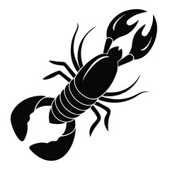 Black silhouette of a clawed crustacean on a white background