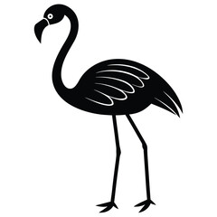 Stylized black silhouette of a flamingo standing tall