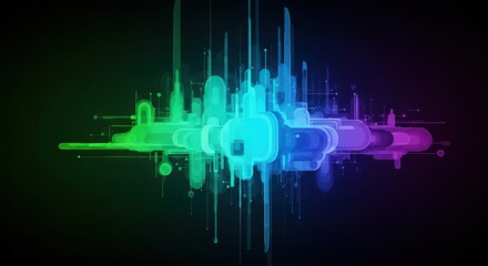 Futuristic Tech Background with Digital Elements and Glowing Lines