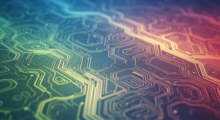 Futuristic Tech Background with Digital Elements and Glowing Lines