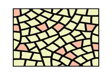 Abstract mosaic pattern irregular shapes in yellow peach vector
