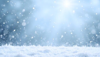 Serene winter landscape with fresh snow and falling snowflakes background