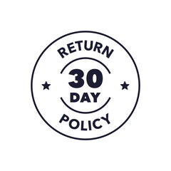 30 Day Return Policy Badge in Circular Layout with Clean Typography