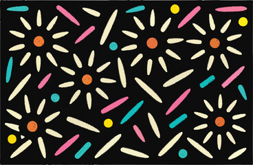 Abstract pattern stylized flowers dots on texture yellow