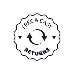 Free and Easy Returns Badge with Circular Arrows in Minimal