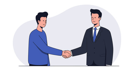 Fototapeta premium Business meeting agreement: professional handshake cartoon style