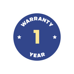 Obraz premium One Year Warranty Guarantee Label in Navy Blue Circle Format