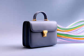 Business Briefcase with Colorful Cables for Data Connection and Communication